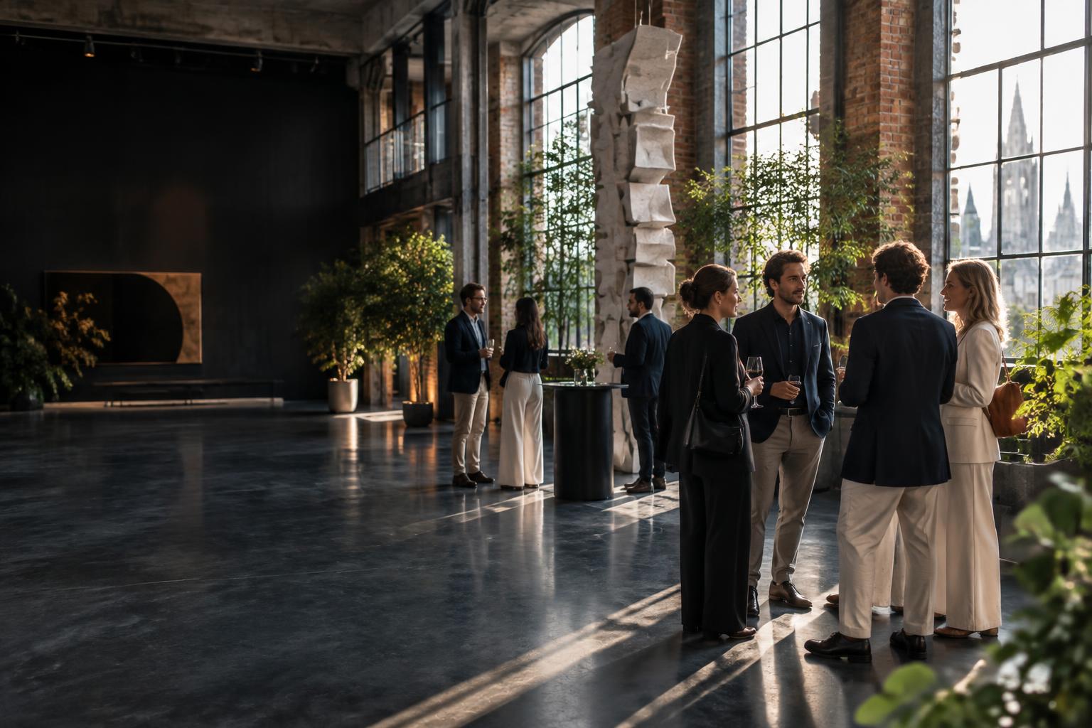 Sfeerbeeld van een ontmoeting tussen professionals in een culturele ruimte